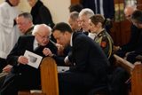 thumbnail: President Michael D Higgins talks to Taoiseach Leo Varadkar at former taoiseach John Bruton's funeral mass in St Peter and Paul's Church in Dunboyne, Co Meath. Photo: Julien Behal/Government Information Service