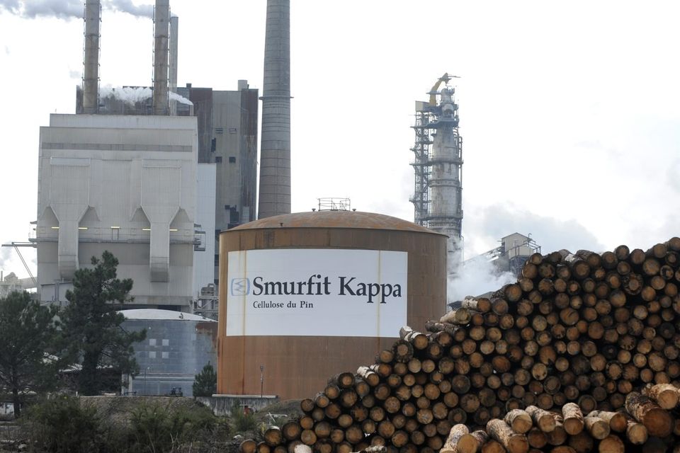 The main plant of timber mill Smurfit Kappa group at the Facture site in Biganos, southwestern France.