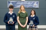 thumbnail: Buaic Chloch Students of the Year (2nd year) Matthew Ryan and Angelica Di Tillio with year head Ms Rebecca Wray.