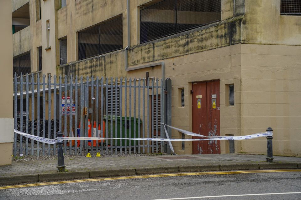 Garda tape at Maine Street today, Thursday, March 14. Photo by Mark O'Sullivan.