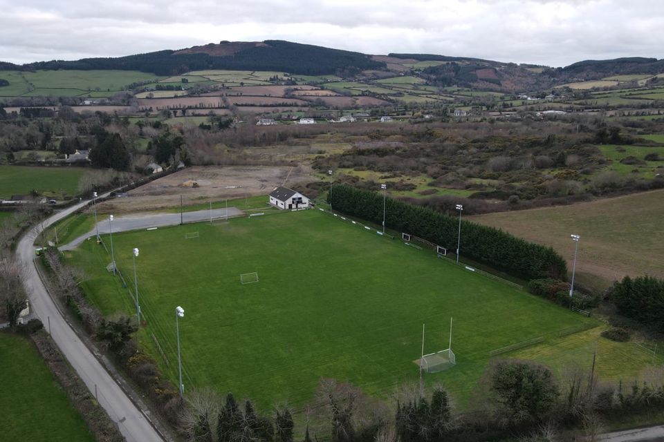 Aerial view of Newtown GAA club, taken before protests began nearby. 