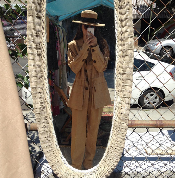 Rocking a 1960's YSL safari suit at a flea market in New York. Photo: Siomha Connolly Instagram