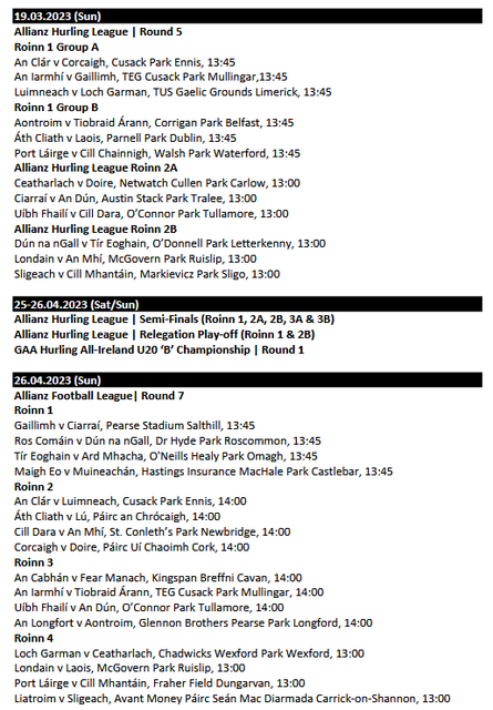 Mayo GAA on X: Here are the Mayo GAA Official football and Hurling League  fixtures for 2023. #mayogaa #hurling #allinzleagues   / X