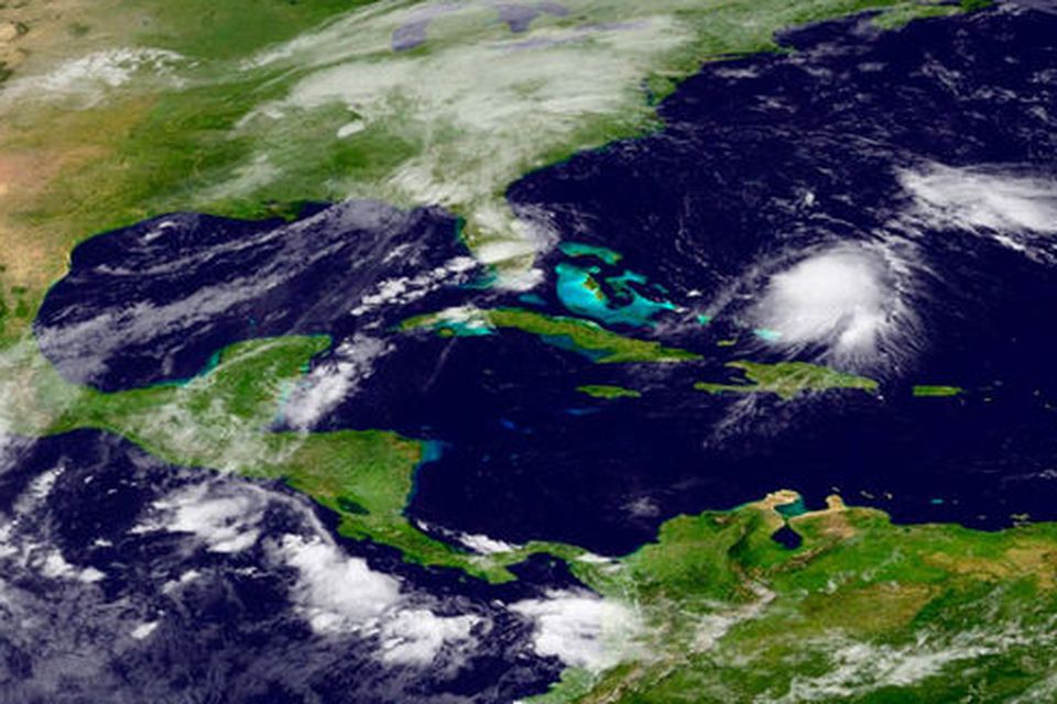 Hurricane Joaquin can be seen approaching the Bahamas
Credit: NASA