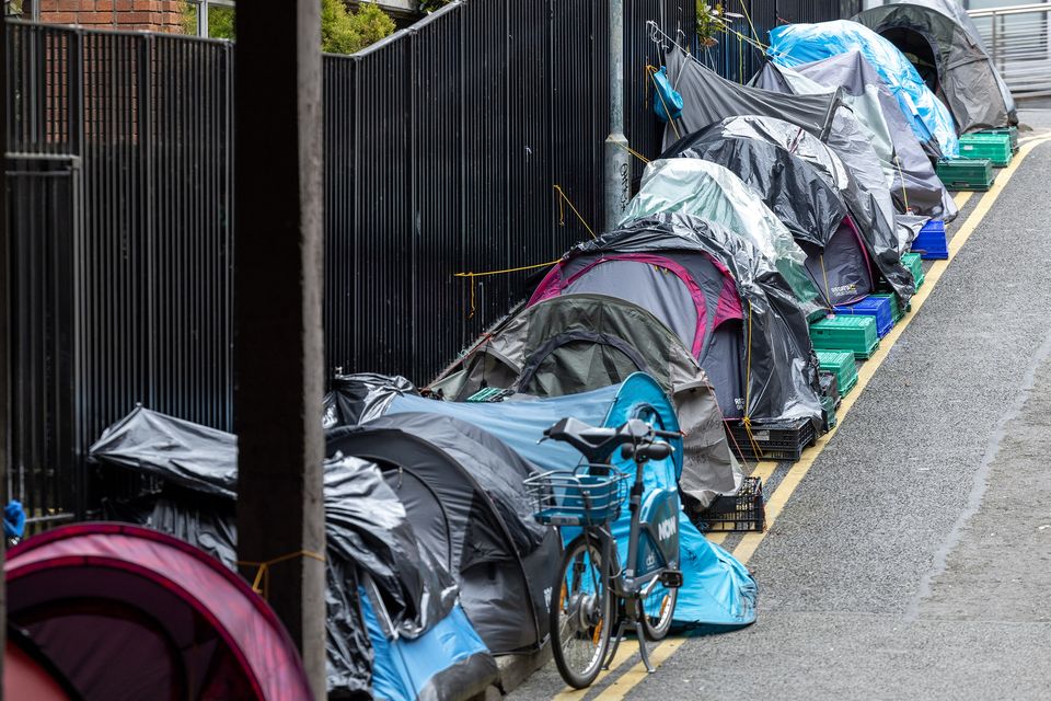 'Tent city' at Grattan Court, Mount Street, Dublin. Photo: Collins
