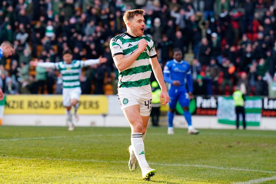 Celtic’s James Forrest celebrating scoring his side's third goal against St Johnstone last month. Photo credit: Jane Barlow/PA Wire.