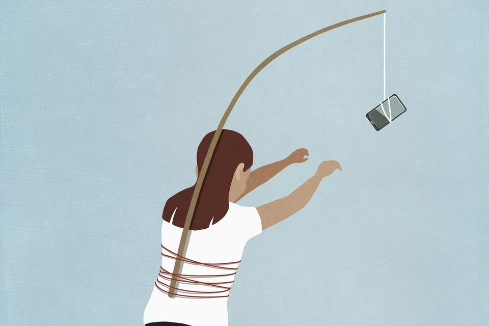 Parents, as well as kids, can get addicted to their devices. Illustration by Getty Images