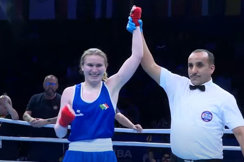 Siofra Lawless celebrates
Pic: @IABABOXING