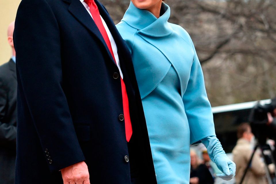 US President-elect Donald Trump and his wife Melania leave St. John's Episcopal Church on January 20, 2017, before Trump's inauguration.