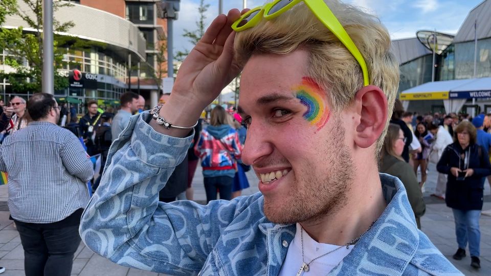 Rainbow flag facepaint was sported by scores of fans (Richard McCarthy/PA)