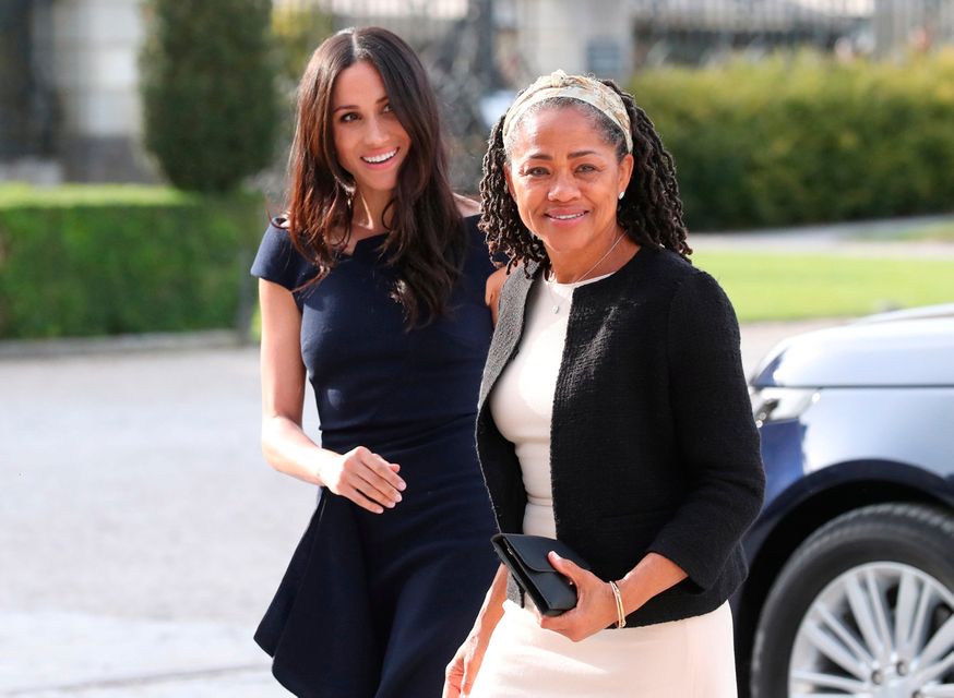 Meghan Markle and her mother, Doria Ragland, arriving at Cliveden House Hotel on the National Trust's Cliveden Estate to spend the night before her wedding to Prince Harry.  Steve Parsons/Pool via REUTERS
