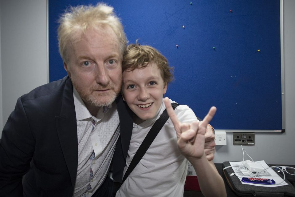23/4/19 Barry Egan and his nephew at the Rock Against Homelessness concert in aid of Focus Ireland at the Olympia Theatre. Picture: Arthur Carron