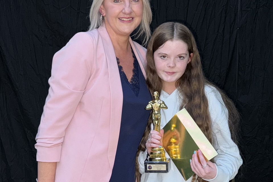 Gillian Dowling (English teacher) and Amy O'Sullivan who won the 'Best Actor in a Female role' award for the film 'Case 101'.