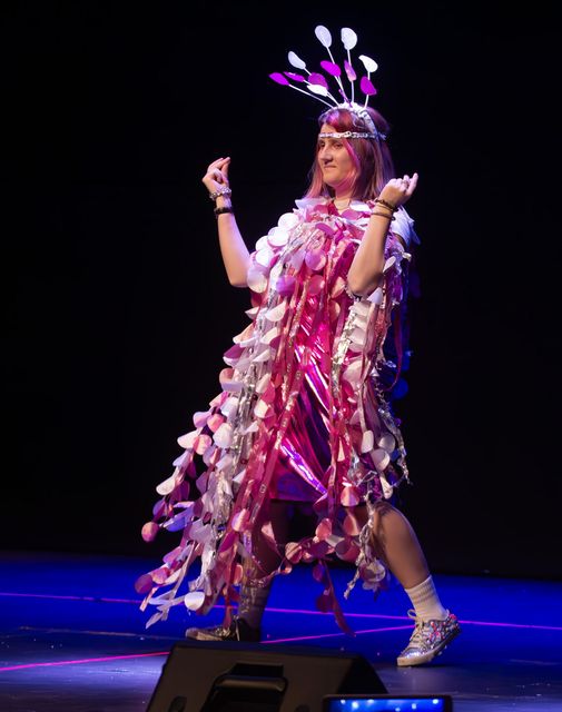 Rehab Care's Pretty in Pink modelled by Aoife Shorthall duirng the Reach Ability Trash Panache in the National Opera House on Wednesday. Pic: Jim Campbell