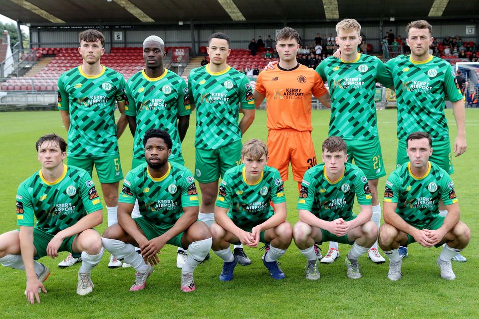 The Kerry FC starting XI who made history by playing in the club's first ever Senior Cup Final, against Waterford FC in the Munster Senior Cup Final at Turner's Cross.  Photos by Jim Coughlan