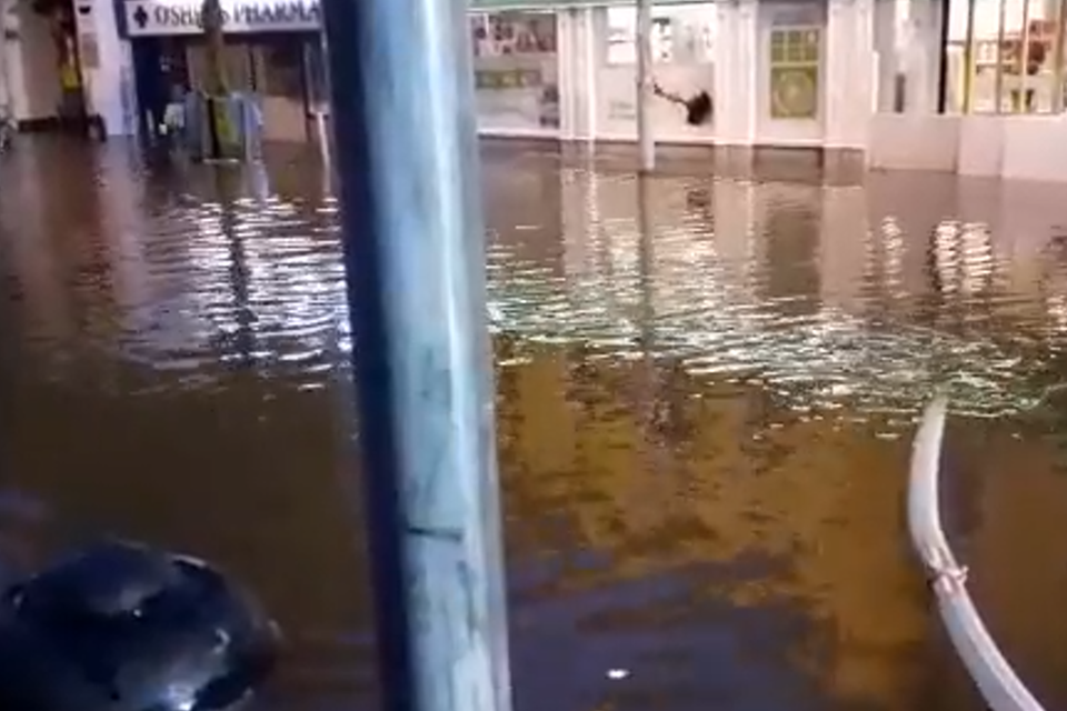 An image from a video shared by Cork City Council of their crews working on flooding in Blackpool, just north of the city