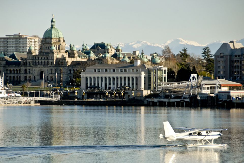 A seaplane taxis for take-off in Victoria Inner Harbour. Photo: Getty