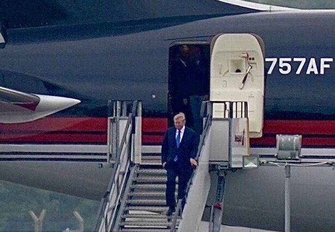 Donald Trump on arrival in Shannon. Photo: Niall Carson/PA.
