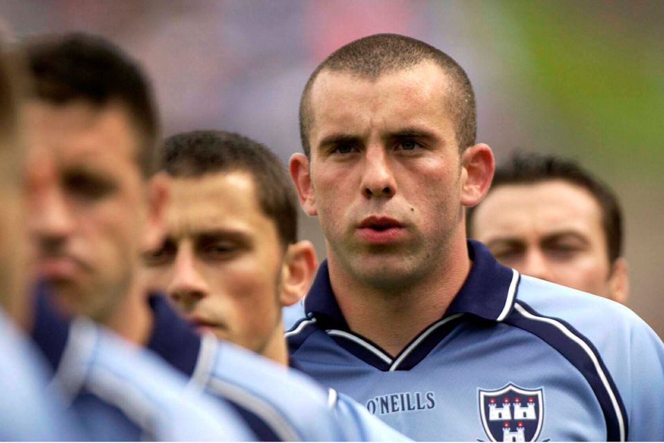 Full focus: The late Tom Mulligan during the parade ahead of Dublin's All-Ireland SFC qualifier clash against Derry in Clones in June 2003. Photo: Damien Eagers/Sportsfile