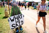 thumbnail: GLASTONBURY, ENGLAND - JUNE 26: A festival-goer passes a picture of young Swedish climate activist Greta Thunberg during day one of Glastonbury Festival at Worthy Farm, Pilton on June 26, 2019 in Glastonbury, England. (Photo by Leon Neal/Getty Images)