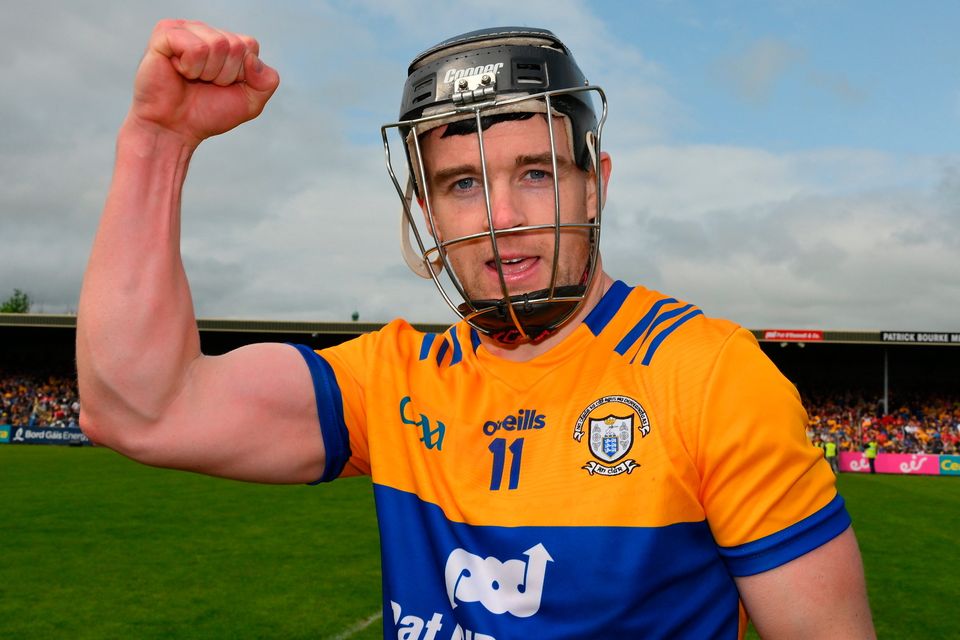 Clare's Tony Kelly celebrates after his side's Munster SHC win over Cork in Ennis. Photo: Ray McManus/Sportsfile
