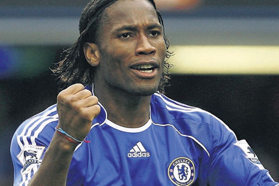 Didier Drogba Back Signed Chelsea Retro Home Shirt In Hero