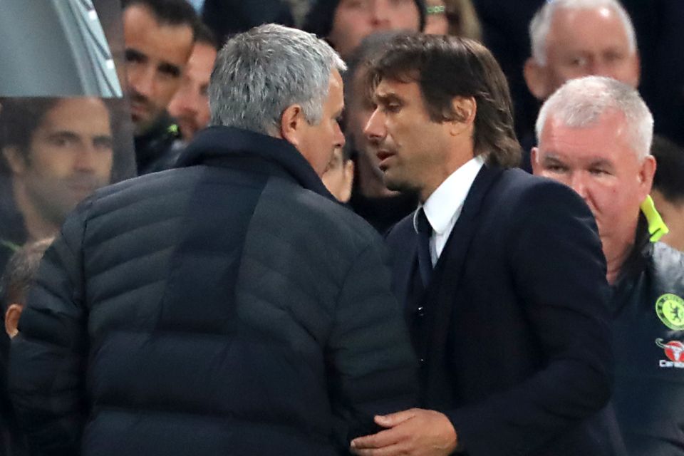 Jose Mourinho, left, and Antonio Conte have a long-standing feud