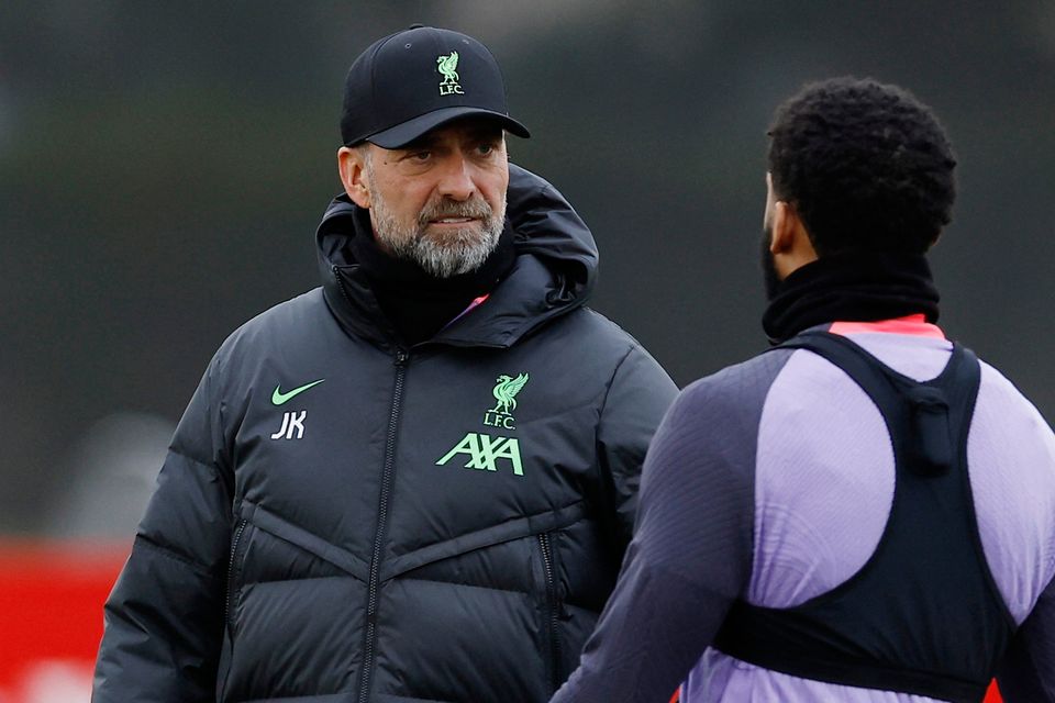 Liverpool manager Jurgen Klopp during training. Photo: Action Images via Reuters/Jason Cairnduff