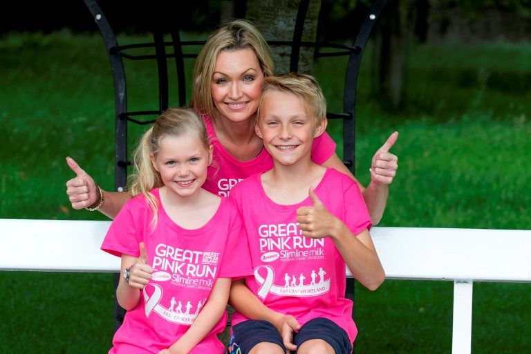 Vivienne Connolly with her son Ben age 11 and daughter Katie age 8 in the Phoenix Park getting ready for the Great Pick Run for Breast Cancer Ireland which takes place on August 29th.  Picture: Arthur Carron