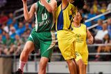 thumbnail: Team Ireland's Sarah Byrne, a member of Palmerstown Wildcats Special Olympics Club, from Clondalkin, Dublin, shoots under pressure from Ana Guadalup Bollo, SO Ecuador, during the SO Ecuador v SO Ireland qualifier basketball game at the Galen Center