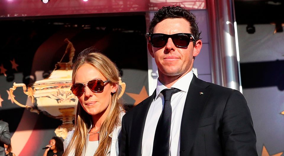 Erica Stoll with fiancé Rory McIlroy at the Ryder Cup