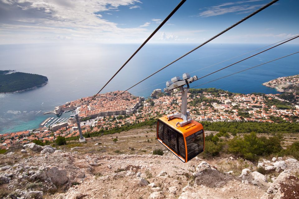 A cable car over Dubrovnik, Croatia