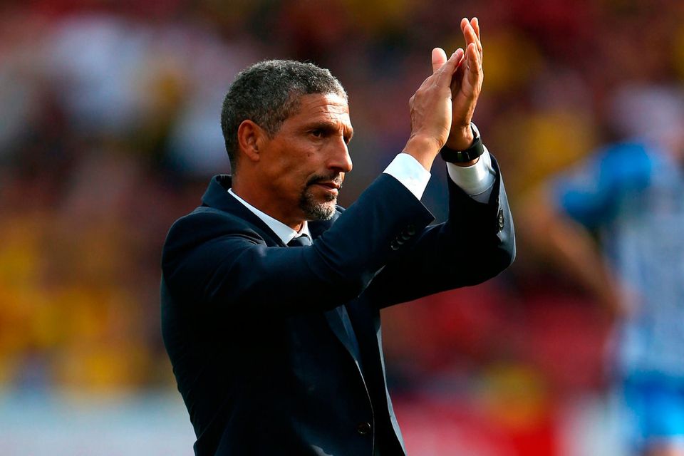 Brighton & Hove Albion manager Chris Hughton reacts after the final whistle Photo: Scott Heavey/PA Wire