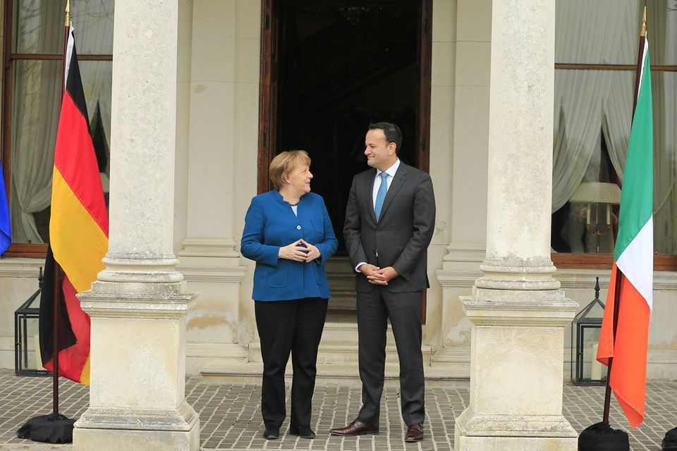 Taoiseach Leo Varadkar pictured with Angela Merkel (Photo: Gerry Mooney)
