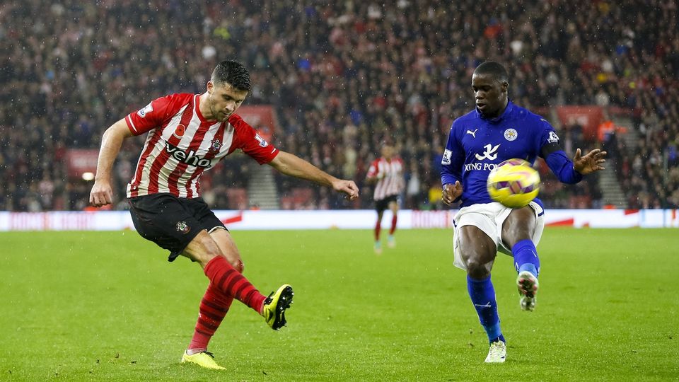 Shane Long's, left, double strike proved enough for Southampton against Leicester