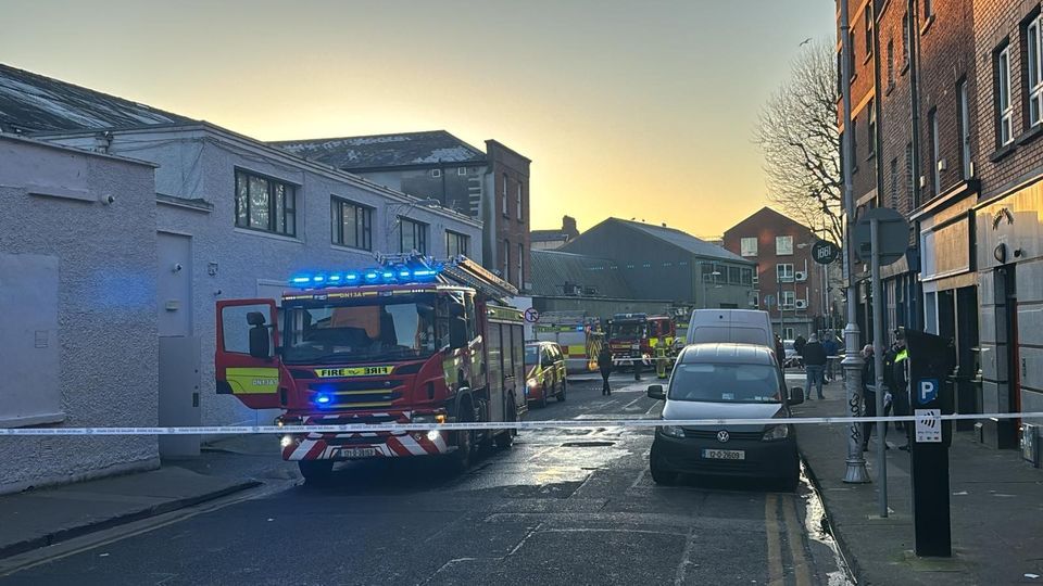 Emergency services at the scene of the suspected explosion on Little Britain Street in Dublin's north city. Photo: Owen Breslin