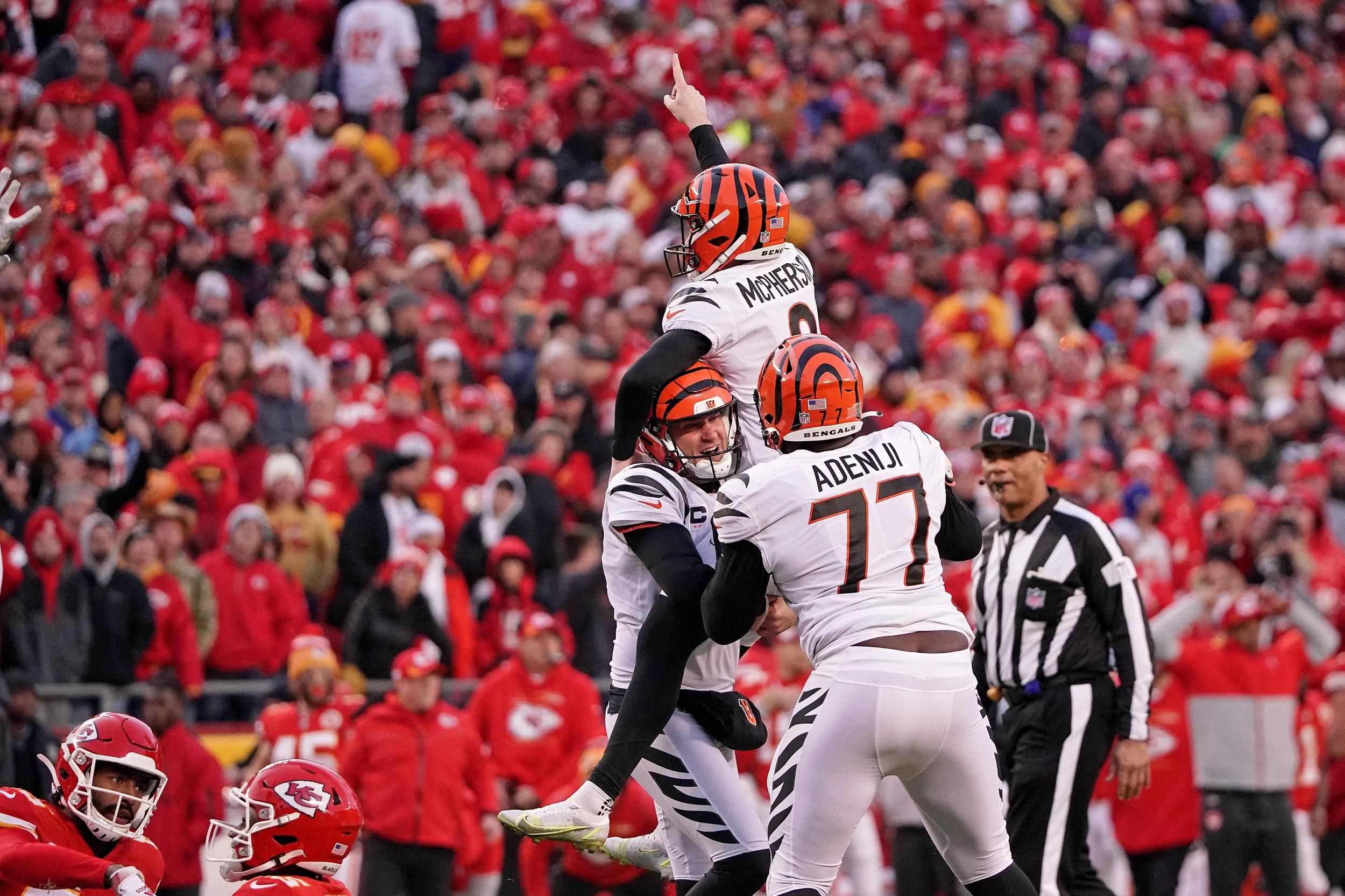 Evan McPherson: Cincinnati Bengals kicker celebrates game-winning