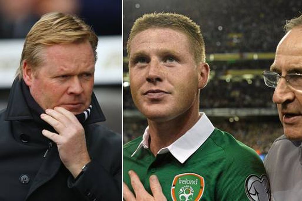Ronald Koeman (left) and James McCarthy and Martin O'Neill (right).