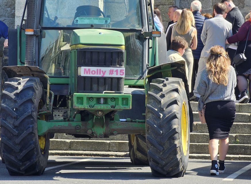 A tractor with 'Molly' over the reg plate pictured after the funeral of Molly Dempsey from Baltinglass, Co Wicklow, who died in a car crash. Photo: Colin Keegan, Collins Dublin