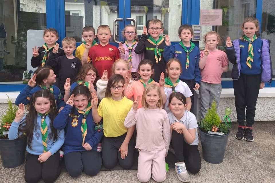 Our Local Beavers Group pictured after their excellent tidy up of the school grounds in preparation for the Holy Communion and upcoming Confirmation ceremonies.