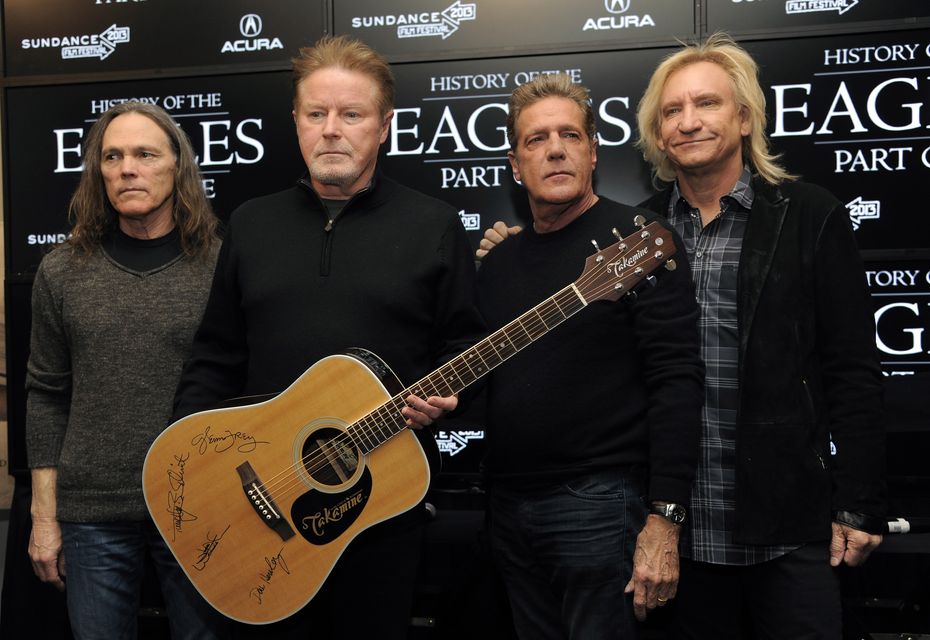 Members of The Eagles, from left, Timothy B Schmit, Don Henley, Glenn Frey and Joe Walsh, pictured in 2013 (Photo by Chris Pizzello/Invision/AP, File)