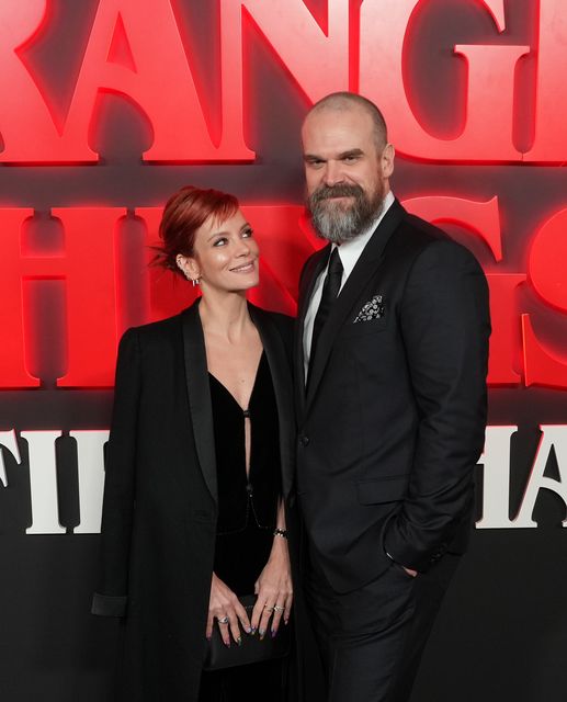 David Harbour and Lily Allen, pictured together in 2023 (Jeff Moore/PA)