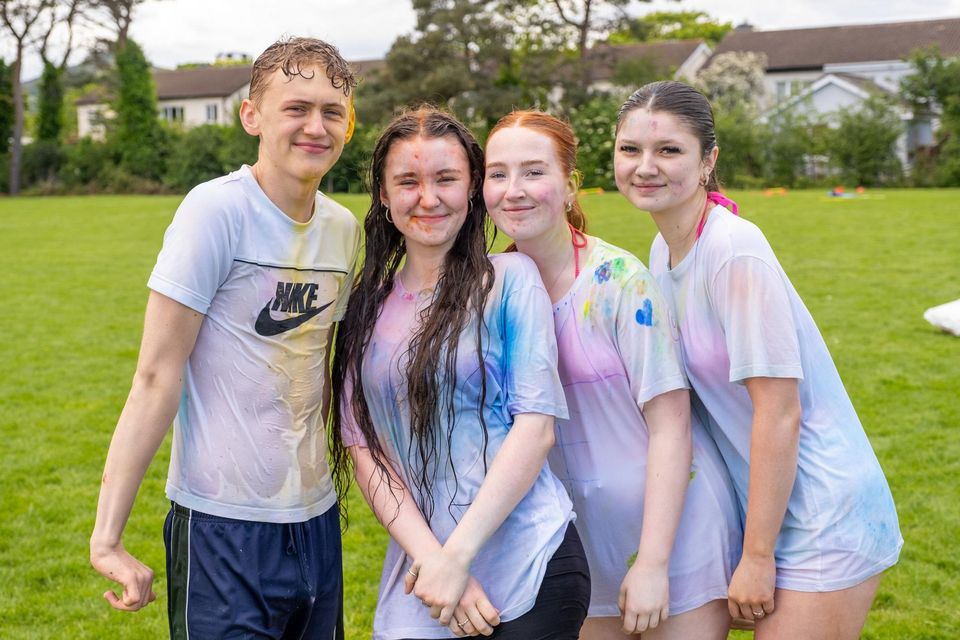Finn McNamee, Sarah Messitt, Lucy Kavanagh and Kaelah Carney at the Coláiste Ráithín 4th Year Fundraiser for Bray Lakers. Photo: Leigh Anderson.