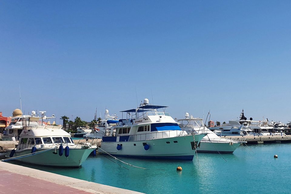 Yachts and boats docked