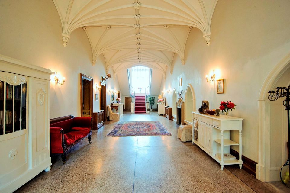 The 60ft long entrance hall.