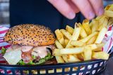 thumbnail: The burger and chips offering.