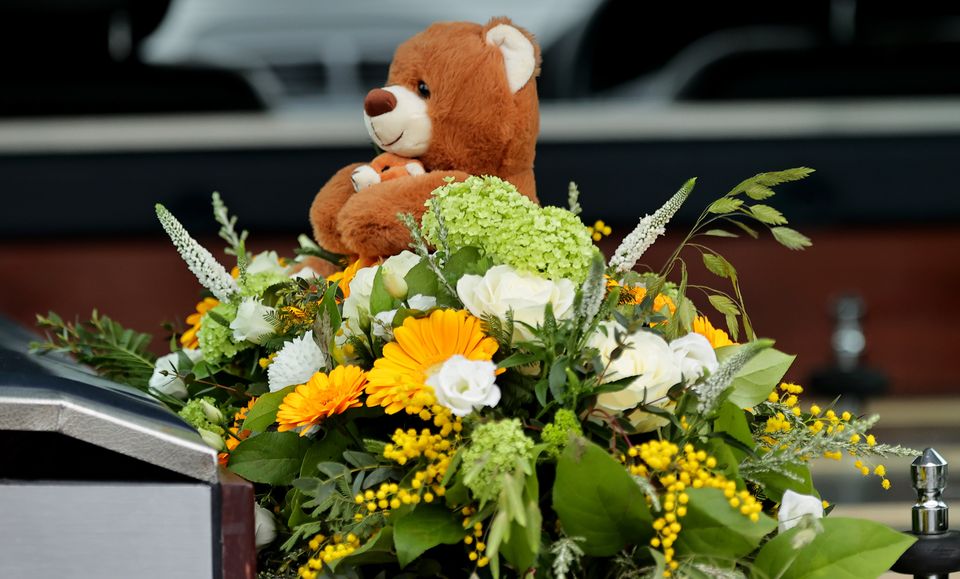 A floral arrangement for Matthew Healy at his funeral mass in Watergrasshill, Co Cork. Photo: Gerry Mooney