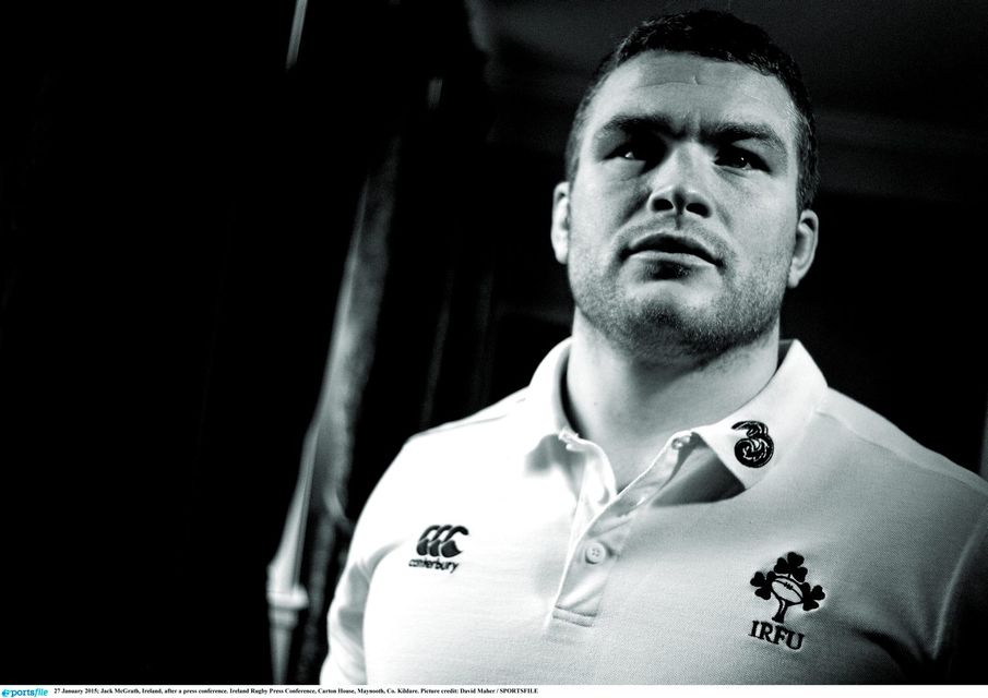 27 January 2015; Jack McGrath, Ireland, after a press conference. Ireland Rugby Press Conference, Carton House, Maynooth, Co. Kildare. Picture credit: David Maher / SPORTSFILE
