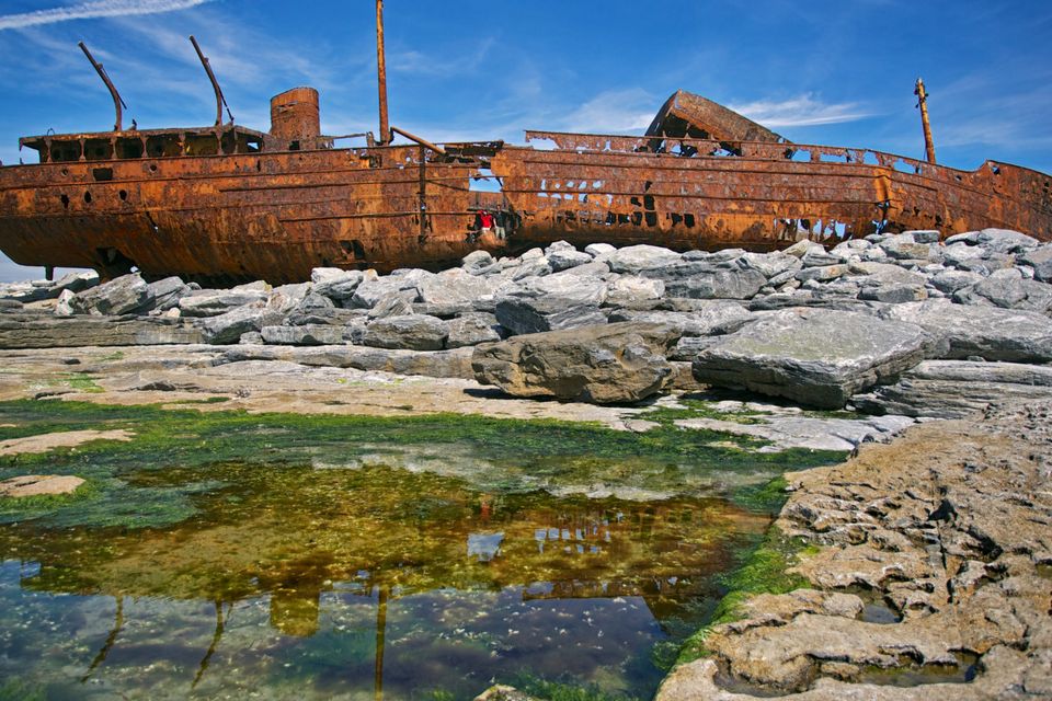 The MV Plassy shipwreck on 'Craggy Island' (or Inis Oírr)