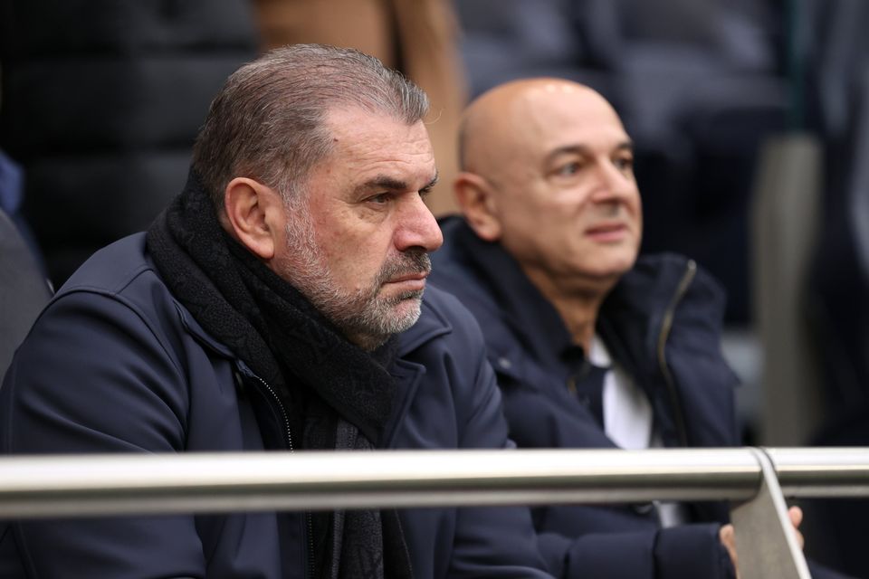 Tottenham manager Ange Postecoglou and chairman Daniel Levy. Photo: Getty
